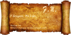 Fényes Milán névjegykártya